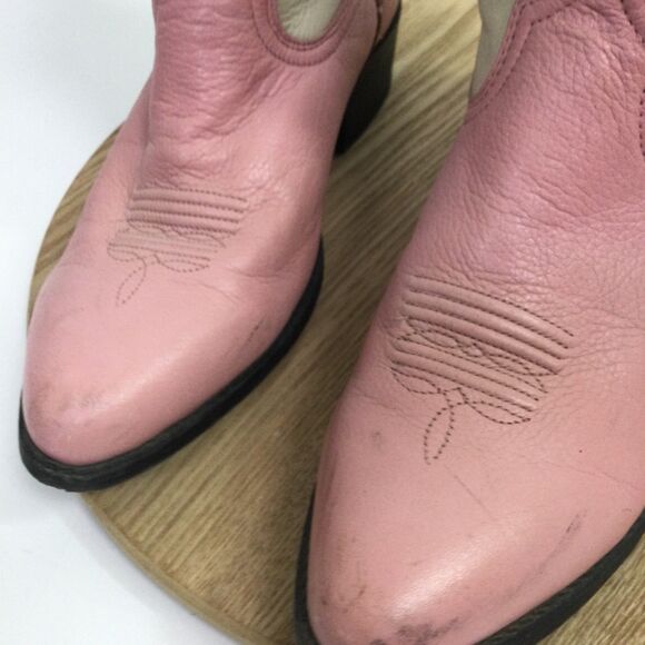 Ariat Cowboy Boots Leather Pull-On Block-Heel Pink Cream Size US 5 - Picture 6 of 13